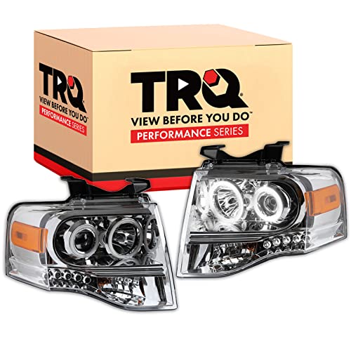 Image of TRQ Performance Driver and Passenger Side Headlight Assembly Set Chrome