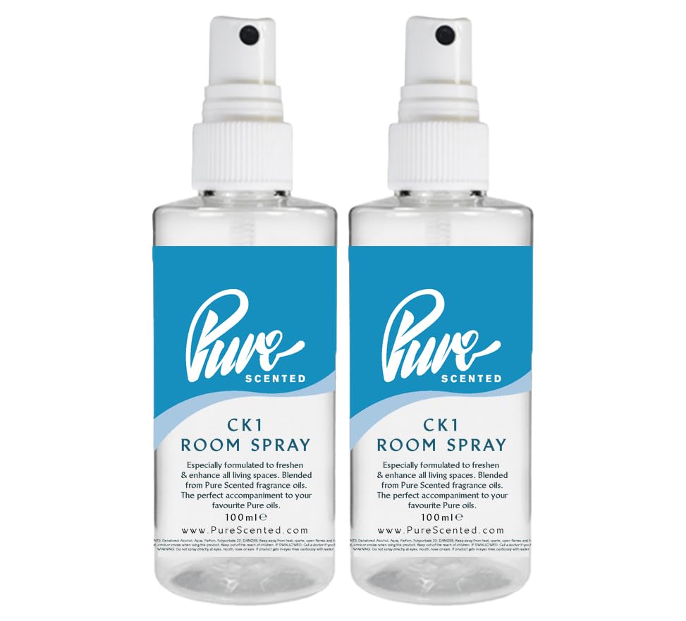 "Pure Scented 200ml Room & Fabric Sprays 2 x 100ml Suitable For Home, Car, Caravan, Work, Gym Bags, Odour Eliminators (2 x 100ml, CK1)"
