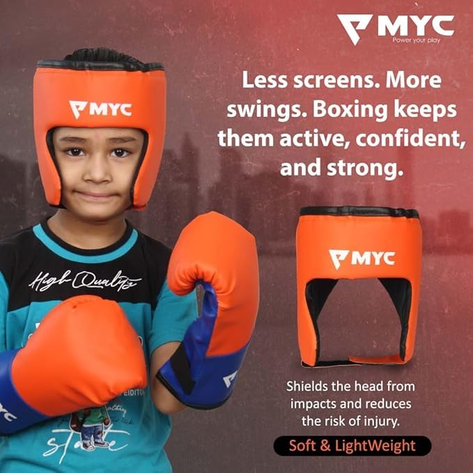 Image of MYC Club Pack of 4 Kids Punching Bag Boxing Kit Set for Karate | Bounce-Back Martial Arts Bag for Boys & Girls (Age 4-10 Year) (Orange)