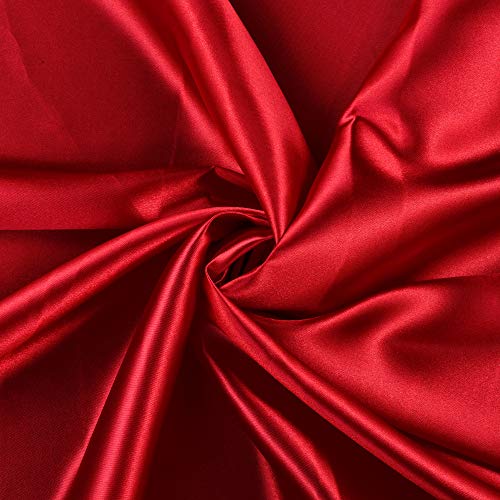 Mds Pack Of 5 Yard Charmeuse Bridal Solid Satin Fabric For Wedding Dress Fashion Crafts Costumes Decorations Silky Satin 44”- Apple Red #TOP24