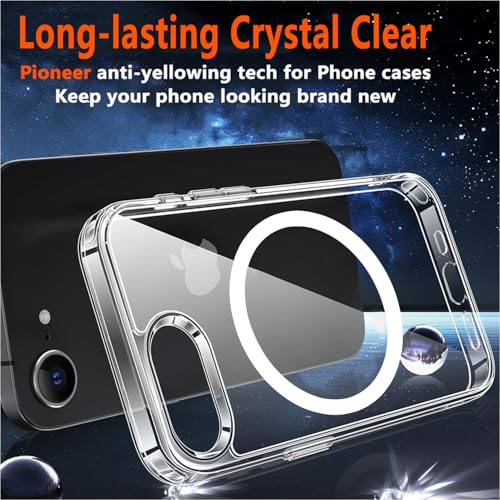 Image of Magnetic for iPhone 17e /16e Clear Case with Privacy Screen Protector & Full Camera Cover,[Non-Yellowing] Shockproof Clear Phone Case with MagSafe Women Girls for iPhone 16 e /17e