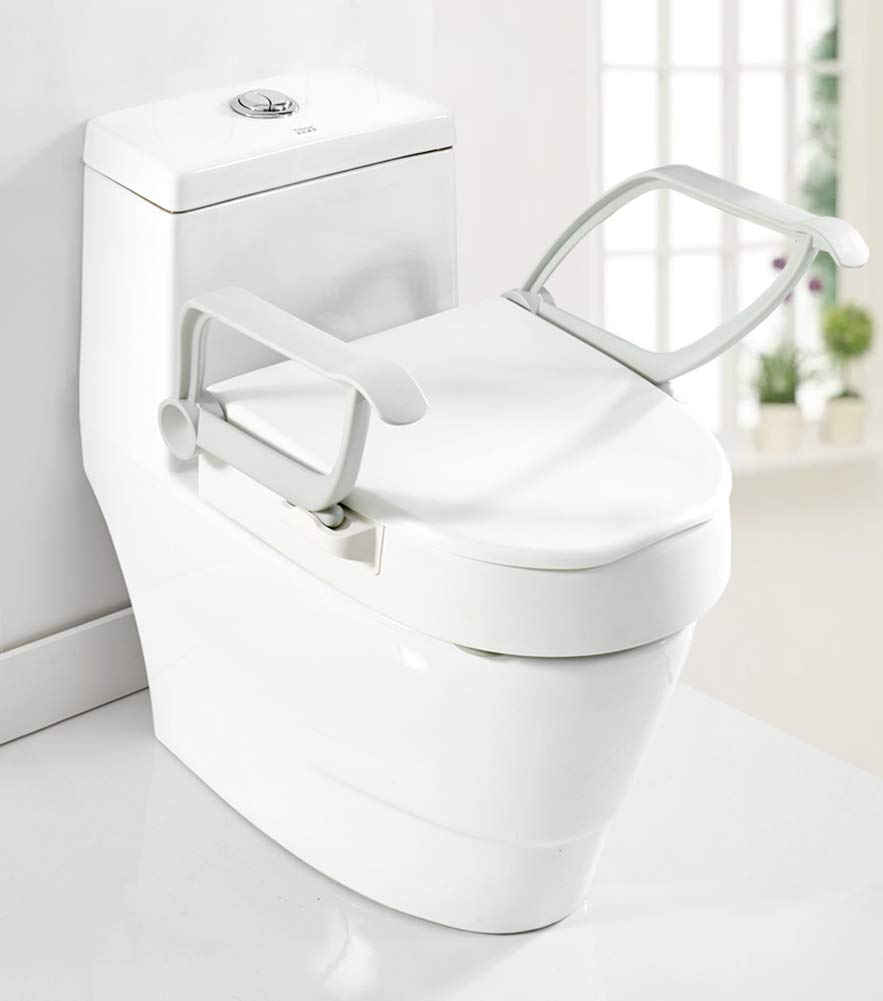Erhöhter Toilettensitz Mit Griffen Für Senioren - Höhenverstellbar (68,1-81,3 Cm), Rutschfest, Bis 159 Kg