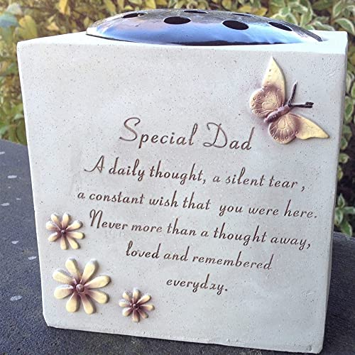 OnlineStreetGrave Vase Rose Bowl with Butterfly and Flowers, Memorial Flower Holders Ornament, Engraved with a Funeral Verse