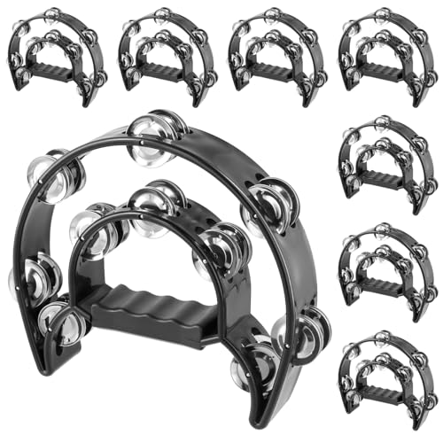 Tambourin noir double rangée JOIKIT demi-lune lot de 8 de 23x20 cm