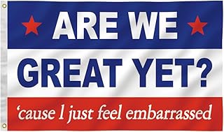 Are We Great Yet Flag 3x5 Ft - Humorous Banner, Comical And Awkward National Flag - Satirical Decorations, Protest Signs, Liberal Signs, Indoor And Outdoor (color)