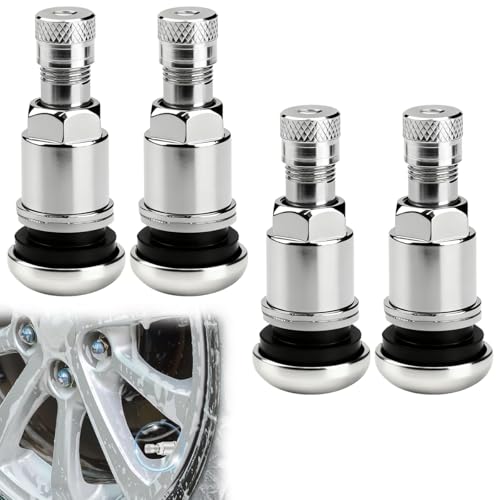 Wcawnlt 4 Silber Metallventile Autoventil 11,3 mm Reifenventil Für Felge, Robustes Metallventil Mit Ventileinsatz, Ventile Für Auto Reifen, Geeignet Für PKW LKW Transporter
