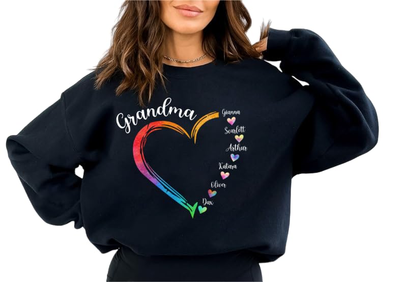 Personalized Grandma Shirt, Colorful Heart Grandma Shirts for Women, Gifts for Grandma Mothers Day2