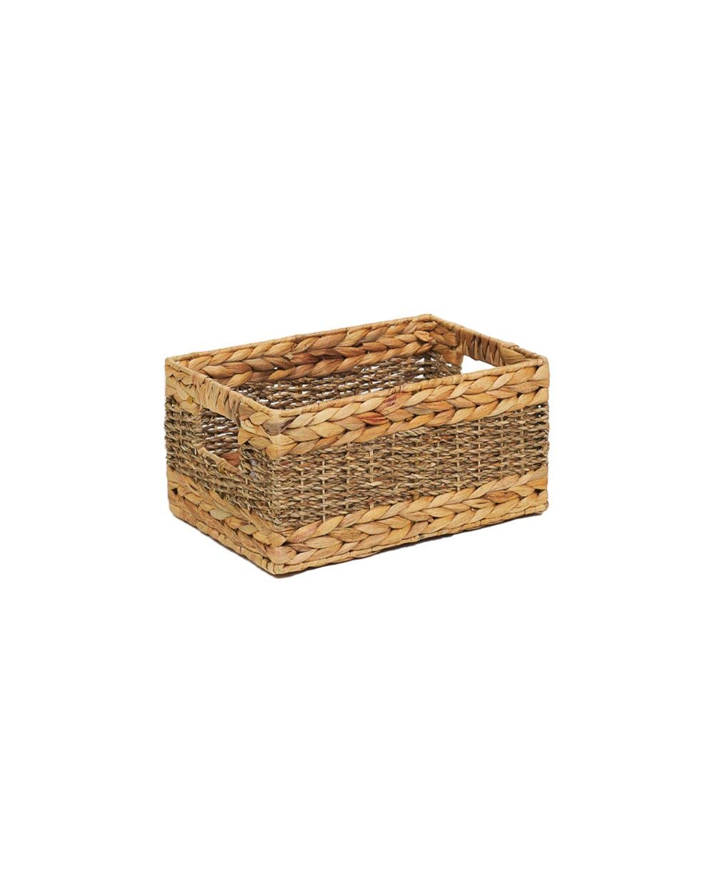 Homesmiths Small Water Hyacinth Basket with Hole Handles 30 x 20 x H15 cm