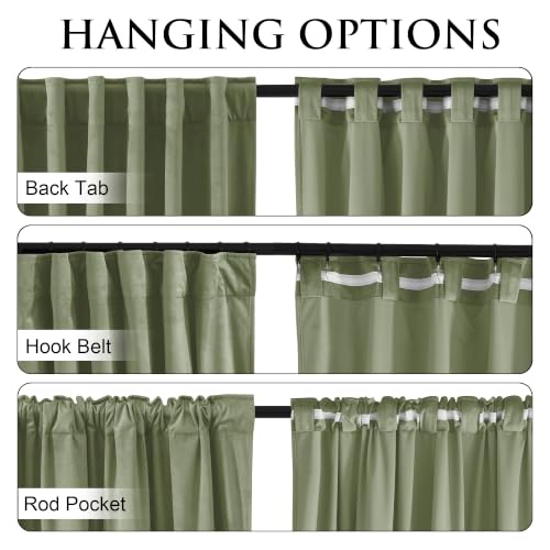 Image of StangH Modern Farmhous Sage Green Velvet Curtains 84 Inches Long 2 Panels