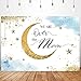 Glawry Over The Moon Baby Shower Backdrop 7Wx5H Feet Boho Blue Watercolor Shinning Stars Gold Dots Celestial Over The Moon Party Decorations Photography Background Photo Booth Studio
