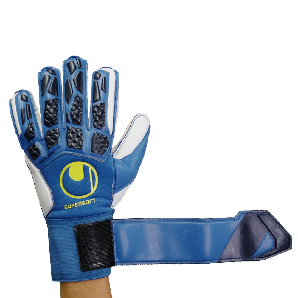 Amazon uhlsport ウールシュポルト 試合用 サッカー GK キーパーグローブ ハイパーアクト スーパーソフト 1011237 9 ナイトブルー ホワイト フローイエロー uhlsport グローブ
