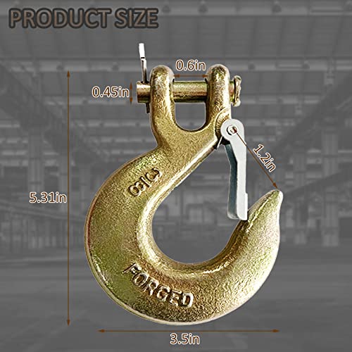 2 Packs Clevis Slip Hook With Safety Latch, Xhmaxe 3/8 Inch Heavy Duty G70 Forged Steel For Trailer, Truck Transport Tow Chain Hook, Deck Hauler Receiver Hitches Trailer-18,000Lbs Capacity #TOP1