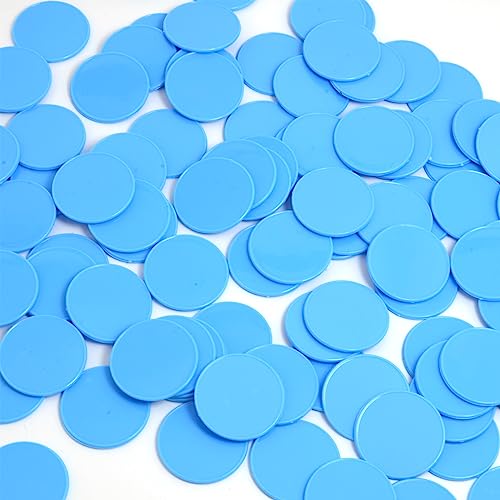 Smartdealspro Undurchsichtiger Lernzähler aus Kunststoff, Mini-Poker-Chips, Spielsteine mit Aufbewahrungsbox (Himmelblau, 32 mm (100 Stück))