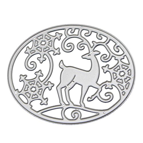 Innersetting Noël cerf Ovale découpe Die Pochoir gaufrage Scrapbooking Album Artisanat Cover