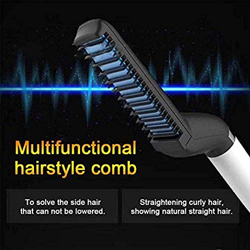 Cutie Academy Ionic Beard Straightening Comb - Detangling & Volumizing & Styling Beard Straightening Brush for Men - Portable Heating Beard Straightener with Anti-Scald Feature