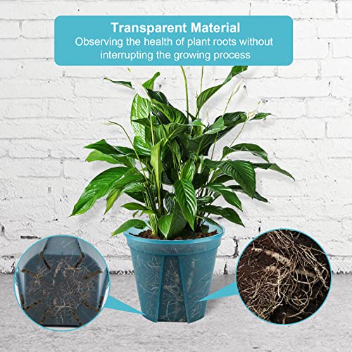 Greenpara Blue Transparent Plastic Planter 4/5 /6 Inch Plant Nursery Pots With Drainage Hole Indoor Modern Decorative Containers For Orchid Plants Herb Flowers Cactus With 10Pcs Plant Labels, 12Pcs #TOP1