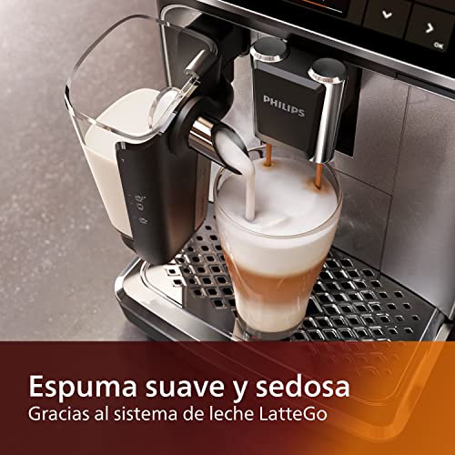 Philips Serie 4300 Cafetera Superautomática - Sistema de Leche LatteGo, 8 Variedades de Café, Pantalla Intuitiva, Negro… - Imagen 4