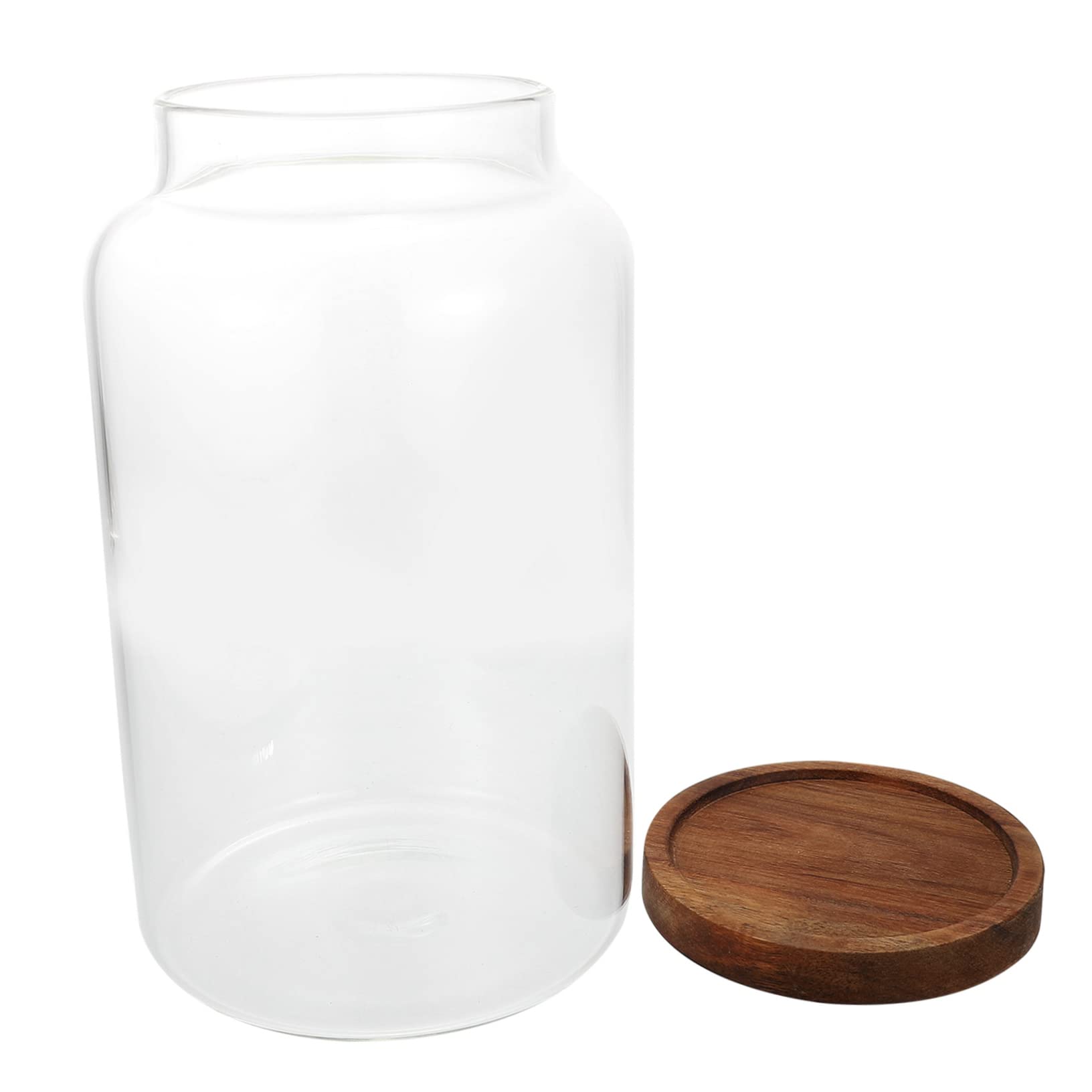 BESTYASH 2, 8l Vorratsglas aus Glas mit Holzdeckel für Lebensmittel | Flacher Boden, zur Aufbewahrung von Getreide und Trockenen Zutaten, für Küche und Schreibtisch