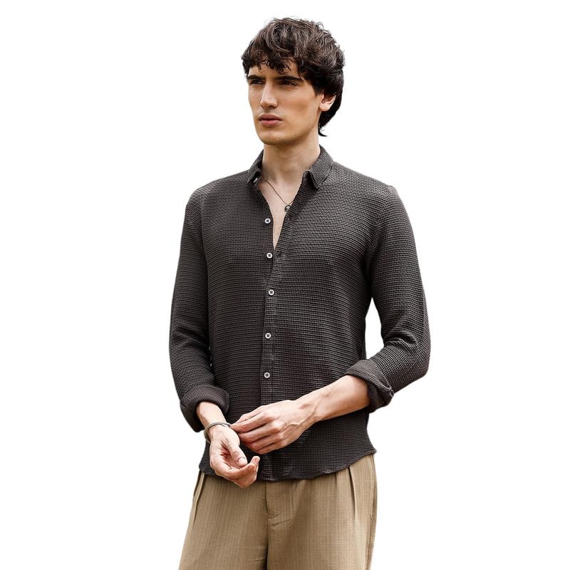Image of CAHOOT Men's Solid Utility Shirt | Casual Wear | Spread Collar | Long Sleeve | Button Closure | Shirt Crafted with Comfort Fit for Everyday Wear