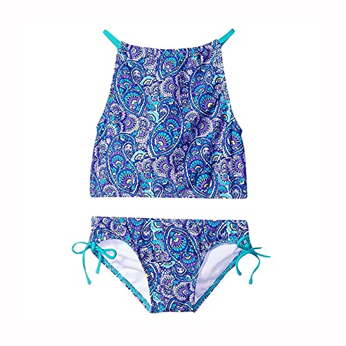 6-12T Girls 2 Pieces Bikini Bathing Suit with Rash Guard Pants Swimwear Cover-Up Sets Girls Tankinis