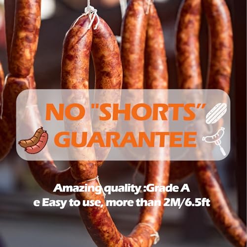 Natural Hog Sausage Casing, Edible Casings for Sausage Making, Grade A, Pre-Tubed, Great for Snack Sticks, Italian Sausage, Hot Dog Casing, Breakfast Sausage Links and Most Sausage -10M/32ft,Φ34-36mm