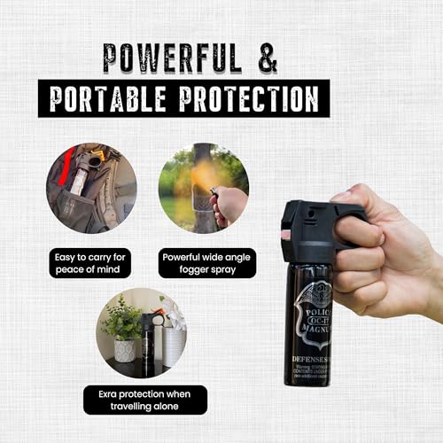 Police Magnum Self Defense Pepper Spray Fogger – Maximum Strength Personal Protection – Portable Non-Lethal Safety Gear – Made in USA – 2 Pack 3oz FM - Image 4
