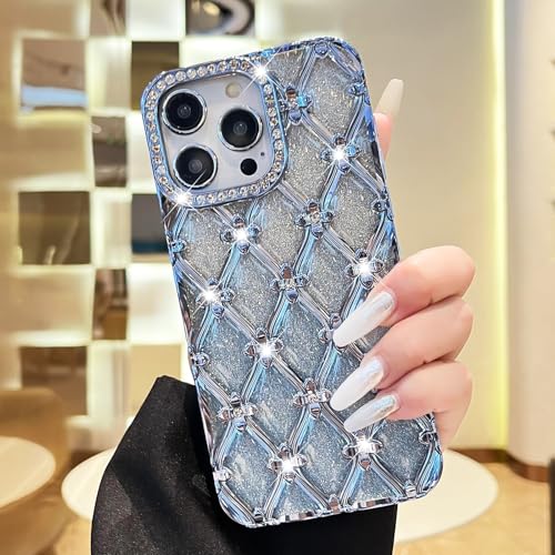 Coque iPhone 17 silicone bleu étui arrière rigide paillettes bling antichoc