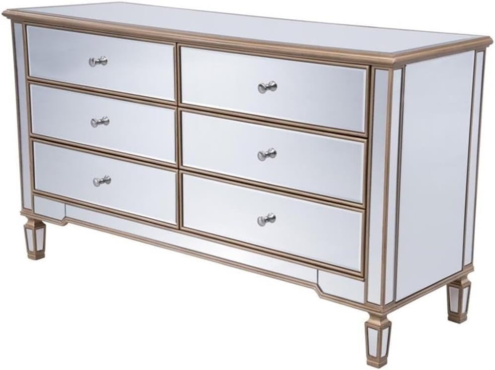 Elegant Lighting Contemporary Contempo 6 Drawers Cabinet 60" x 20" x 34" in Gold Paint