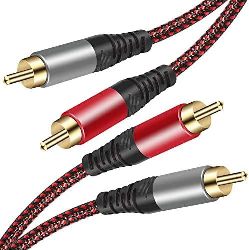 RCA Cable 25Ft,2Rca Male to 2-RCA Male Audio Stereo Subwoofer Cable [Hi-Fi Sound] Nylon-Braided Auxiliary Audio Cord for Home Theater, HDTV, Amplifiers, Hi-Fi Systems,Speakers and etc (25Ft)