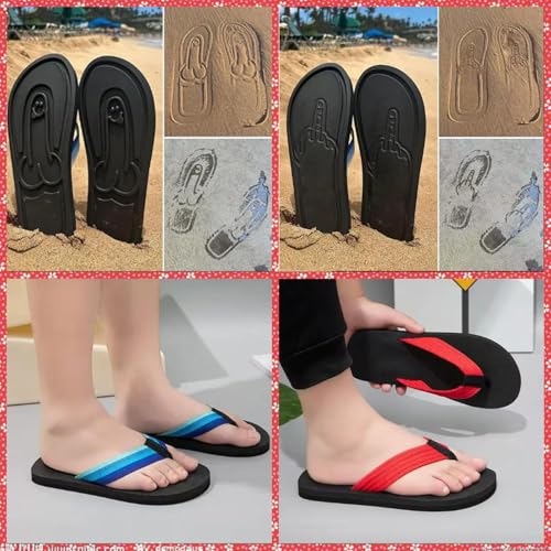 Funny Hidden Flip Flops for Men & Women, Quick-Drying Beach Sandals, Creative Footprint Design Gag Gift, Summer Comfort Anti-Slip Beach Shoes, Novelty Funny Slippers for Adults3