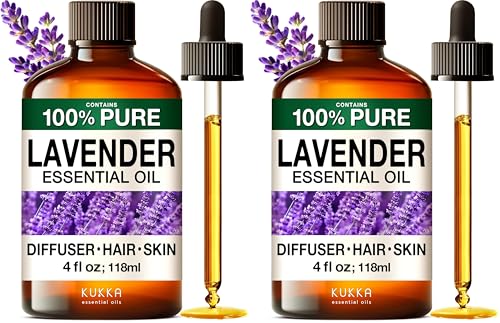 Image of KUKKA Lavender Essential Oils - 4 Fl Oz - for Hair, Skin, Diffuser, Aromatherapy & DIY Soap Making Scent (Pack of 2)