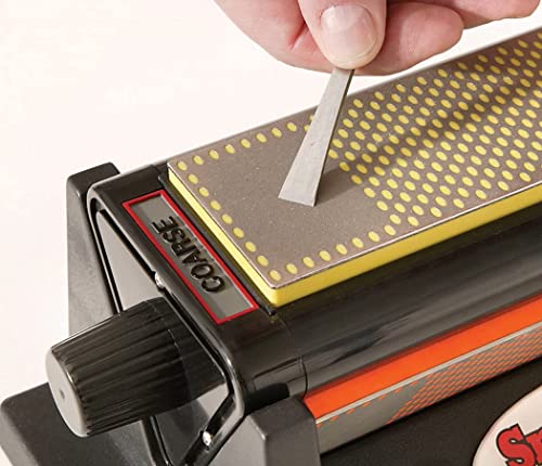 Smith’s 50008 8” Diamond Tri-Hone Bench Stone - Fine, Medium, & Coarse Stones - 3-Way Honing & Sharpening System - Nonslip Rubber Feet - Restore Tools, Hunting, Kitchen, Fishing & Pocket Knives #TOP6