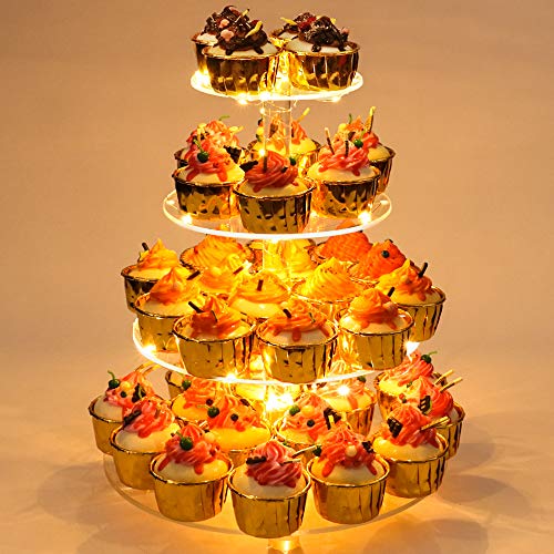 image for YestBuy 4 Tier Round Cupcake Stand, Cupcake Holder, 4 Tier Cupcake Tra