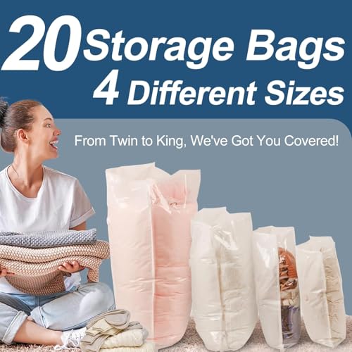 Image of LUXJET 20 Combo Vacuum Bags for Clothes Storage, Vacuum Sealed Bags for Clothing, Bedding, Blankets and Comforters, Space Saver for Luggage Packing and Moving (20 PACK COMBO)