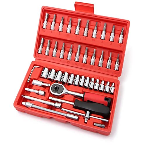 Image of 46 in 1 Pcs Tool Kit & Screwdriver and Socket Set, Multi Purpose Combination Hand Tool Case for Home, Office, Bike, Car, Laptop, and Electronic Repairs (46 in 1 Tool Kit)
