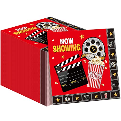 Gueevin Movie Night Paper Napkin, Square for Birthday Party Decor, 50 Pack