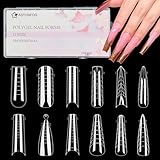 Nail Dual Forms for Poly Nail Gel, 144 PCS Dual Nail Forms for Builder Gel Molds Stiletto Coffin Ballerina Full Cover False Nails Tips 12 Styles 12 Sizes Scale for Nails Art