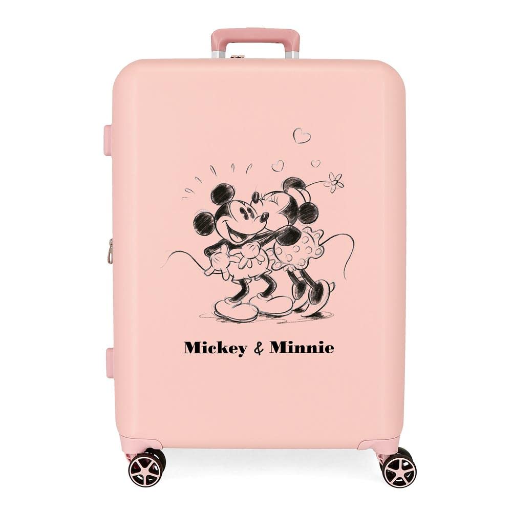 Disney Mickey & Minnie Kisses Średnia walizka Nude 48x70x26 cm Twardy ABS Zintegrowany zamek TSA 88L 3, Beż, Talla única, średnia walizka