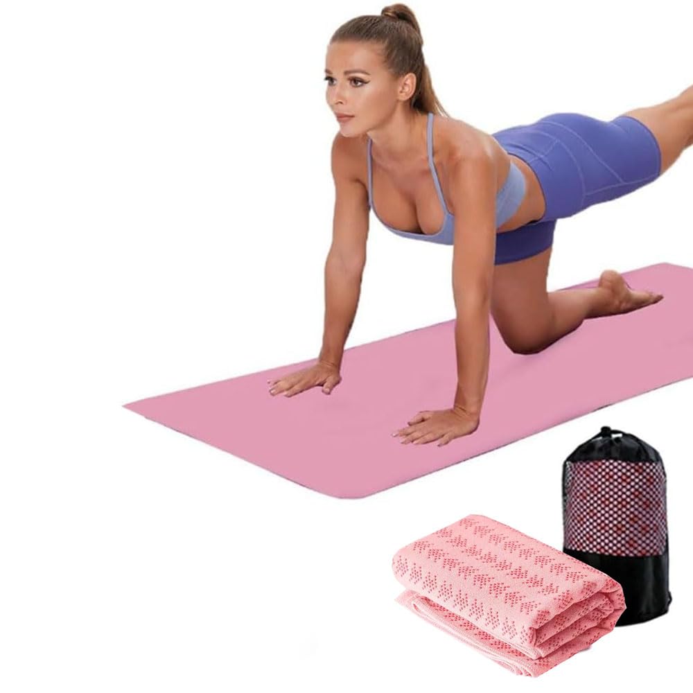 Oaygat Yoga Towel Non Slip Hot Yoga Mat Towel Quick Dry Sweat Absorbent Yoga Towel Quick-drying Yoga Mat Hot Mat Cloth Breathable Yoga Mat Towel with Mesh Carrying Bag for Bikram Pilates Gym Workout โ image 1