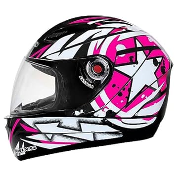 Capacete Mixs Fokker Paint Moto adesivo Motocilcista Fechado Masculino e Feminino Rosa 58