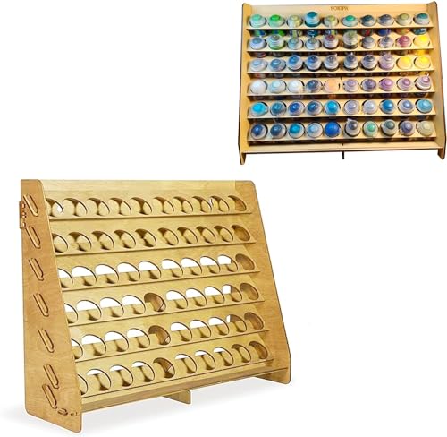 Citadel Paint Rack - 60 Hole Acrylic Paint Organizer with 2 Oz Storage - Wall-Mounted