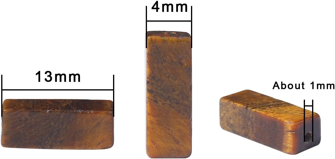 BEADIA Natural Yellow Tiger Eye Tube Beads 13x4mm 30pcs Rectangle Loose Semi Gemstone Beads for Jewelry Making Design Yellow Tiger Eye Rectangle 13x4mm