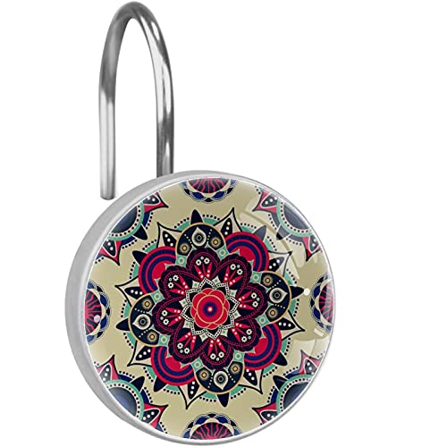 Crochets de rideau de douche en acier inoxydable durable avec décoration mandala chic - 2