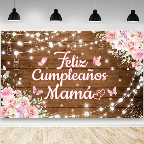 Fondo Feliz Cumpleaños Mamá 70.8 x 43.3 pulg miniatura 1