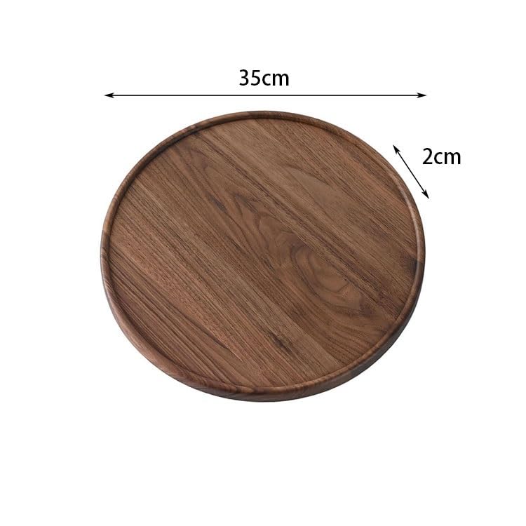 Bandeja de Madera Maciza para Servir con Tres Patas, Redonda de Nogal Negro, para Servir té, cafeterías y restaurantes, diseño Simple y Elegante para Uso en la Cocina.