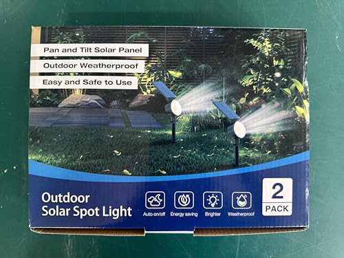 nipify 2 Pack Solar Spot Lights Outdoor Garden, 52 LED, Black, Modern, Path, Outdoor, Garden, Solar Powered, Auto On/Off, 5 x 3 x 3 cm - Image 2