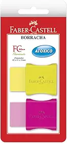 Borracha com Cinta Plástica, Faber-Castell, FC Max Fluorescente, SM/107024F, Cores Sortidas Neon, cartela