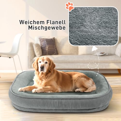 O·Lankeji Hundebett Mittelgroße Hunde erhöhte Ränder, Hundekorb Grosse Hunde Abnehmbarer, Waschbarer Bezug Hundesofa, Hundekissen Vierseitiges Nackenrolle Kissen, rutschfest