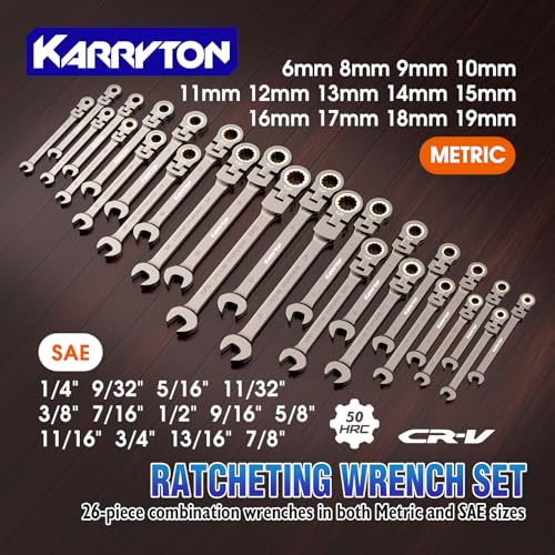 KARRYTON 26-Piece Flex Head Ratcheting Wrench Set