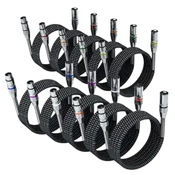 FIBBR XLR Cable 15ft-10 Pack, Microphone Cable Nylon Braided XLR Male to Female Heavy Duty Balanced Microphone Cord Compatible with Preamps/Speaker Systems and More